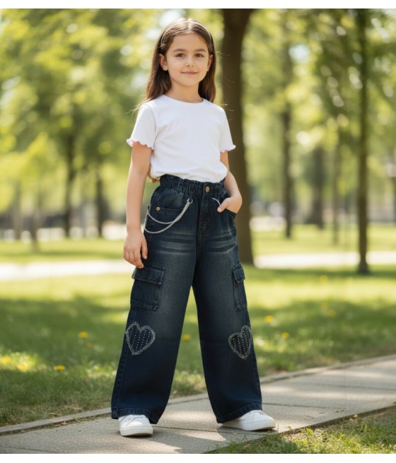 PANT JEANS NIÑA CARGO HEART...